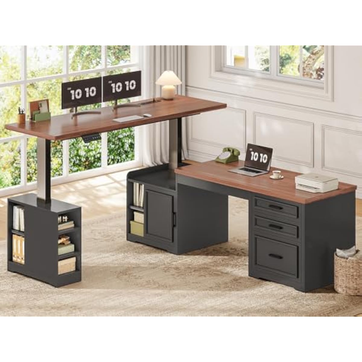 Desk Setup L Shaped - Bureau électrique réglable en forme de