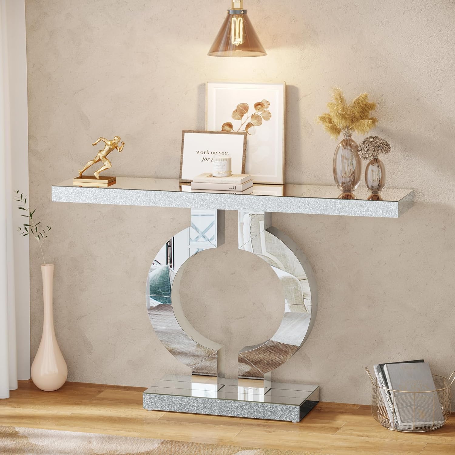Desk Setup Minimalist - Tribesigns Table console miroir de 43,3